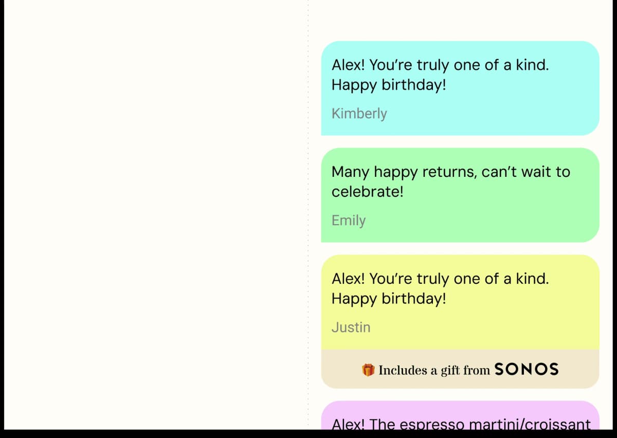 Digital card with wishes from loved ones