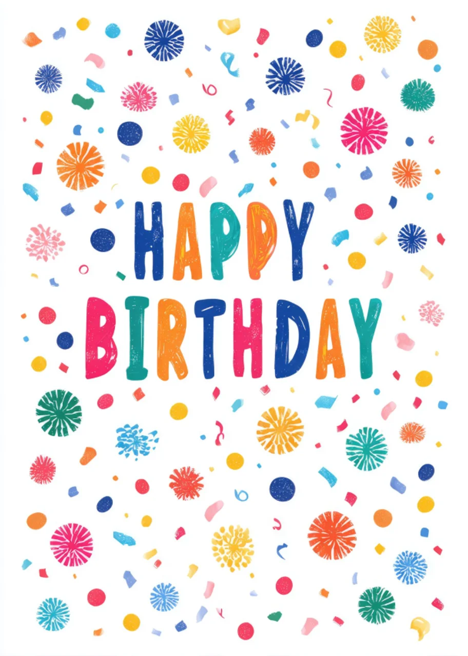 Colorful happy birthday confetti