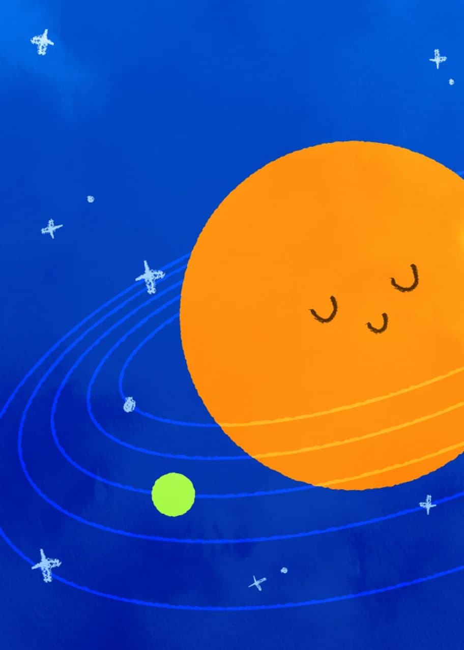 Whimsical space-themed birthday card