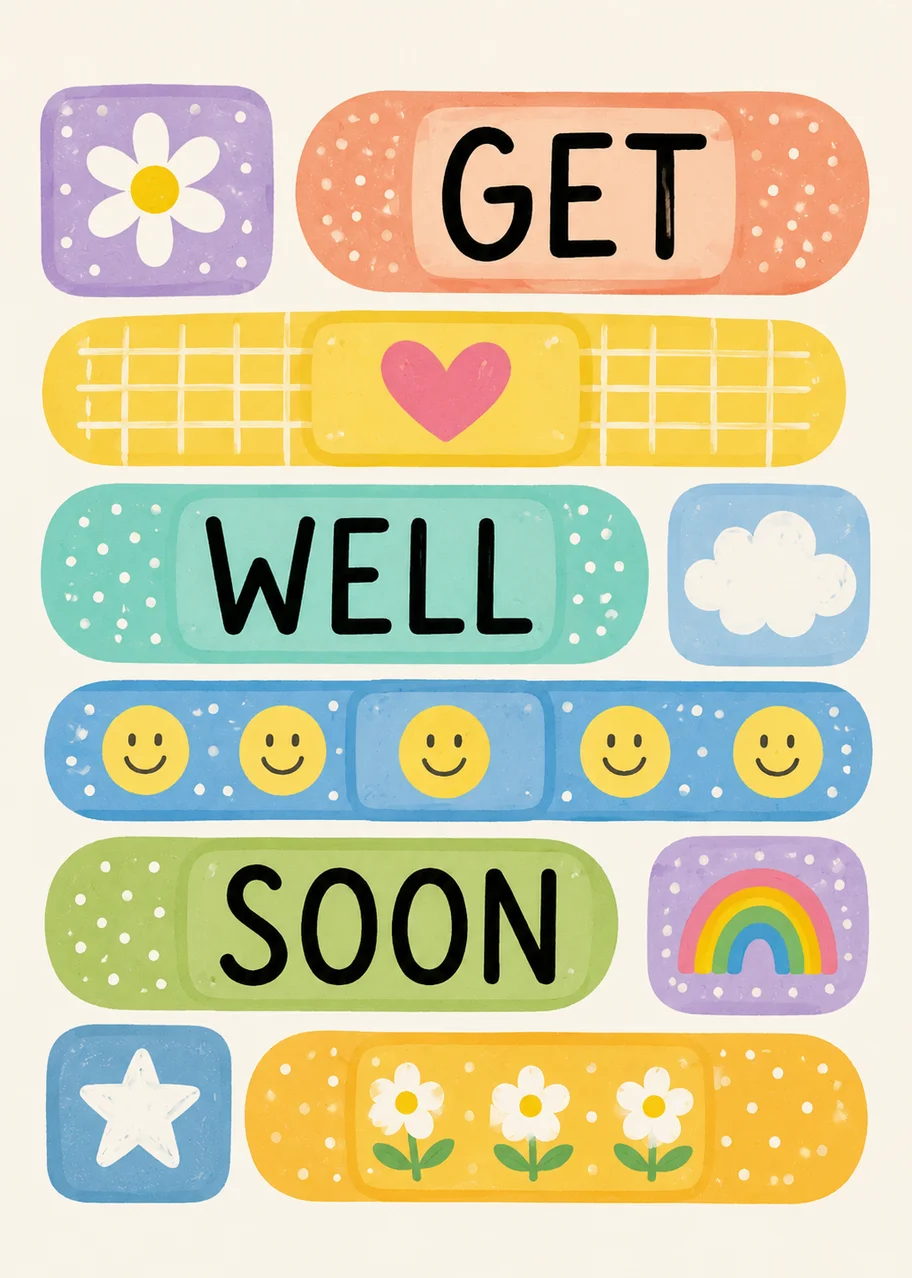 Get well soon cute band aids